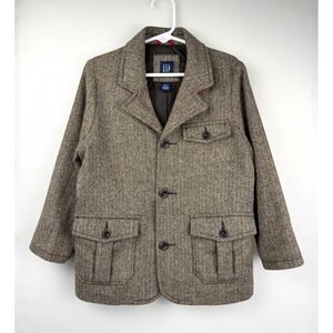 Baby Gap Toddler Boys‎ 5 Years Wool Blend Herringbone Tweed Blazer Jacket Brown